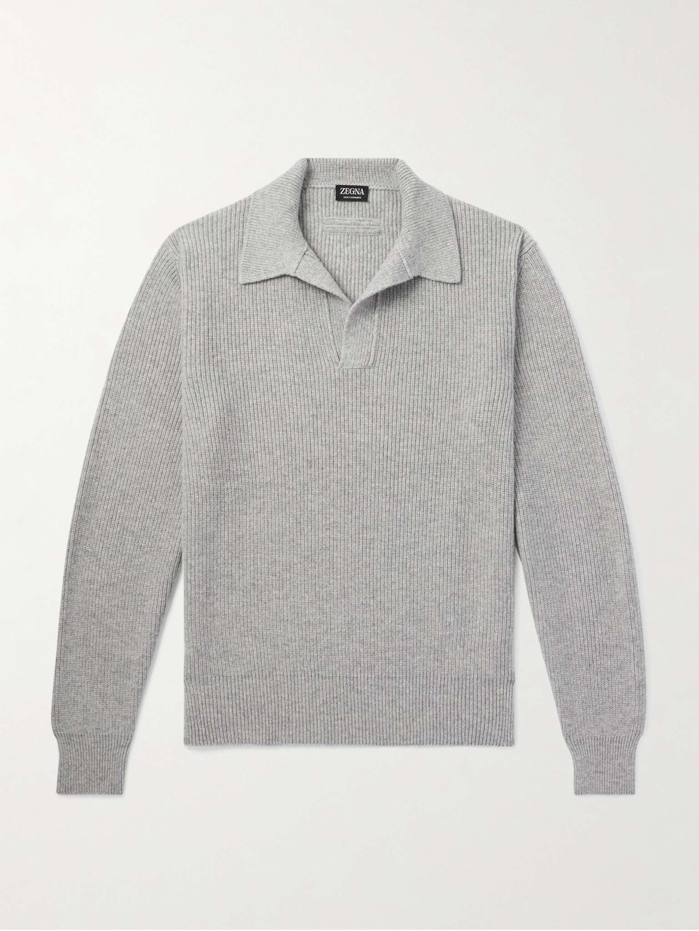 ZEGNA Oasi Cashmere Polo Sweater, Gray, Men’s 50